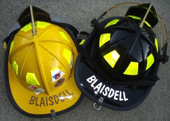 Custom lettering on a fire helmet