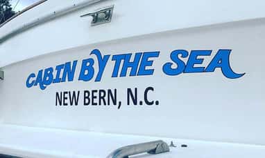 Vinyl lettering on a boat