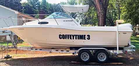 Submitted by: David Coffey, Mint Hill, NC - Font used: Impact Boat name lettering