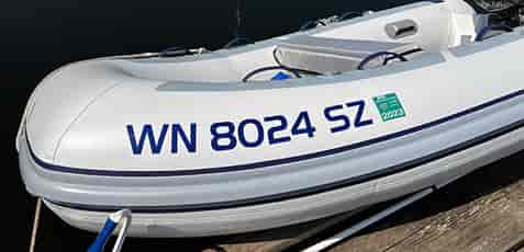 Submitted by: Mark Jackson, S/V Water Street, Seattle, WA, USA - Font used: Handel Custom Vinyl Boat Registration Numbers