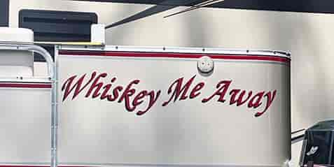 Submitted by: Michele, Windsor, NY - Font used: Monotype Corsiva Custom Vinyl Boat Name