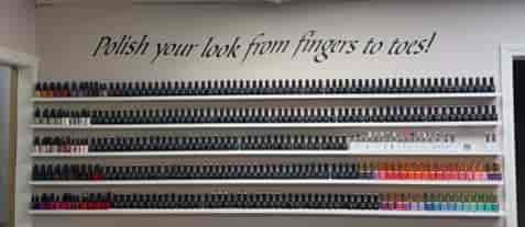 Submitted by: Becki Hovan at Nails by Becki - Font used: Bible Script Custom Vinyl Wall Lettering