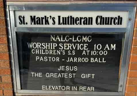 Submitted by: St. Mark’s Lutheran Church, Uniondale, IN - Font used: Bernard Vinyl Lettering Church Sign