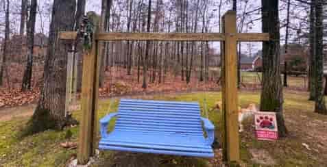 Submitted by: Christina, Some-City, USA - Font used: Monotype Corsiva Custom lettering on a swing