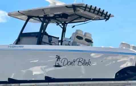 Submitted by: Bill Schell on Don’t Blink, St Thomas, US Virgin Islands Custom vinyl lettering on a boat