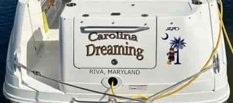 Custom Vinyl Boat Name and Graphics