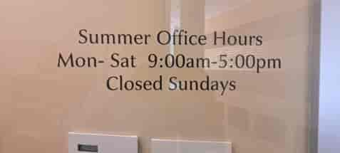 Submitted by: Jim Tuley, Dallas, TX - Font used: Jaguar Custom Vinyl Hours For Window