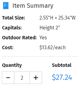'item summary' where your order will be summarized