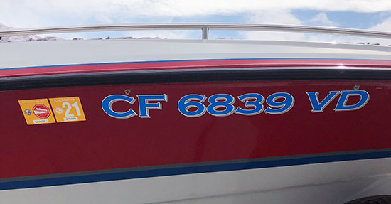 Custom Vinyl Boat Registration Custom Vinyl Boat Registration