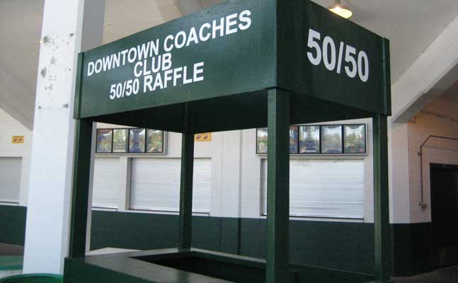 Lettering on a booth Lettering on a booth