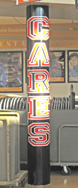 Custom lettering on a pillar Custom lettering on a pillar