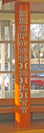 Custom lettering on a pillar Custom lettering on a pillar