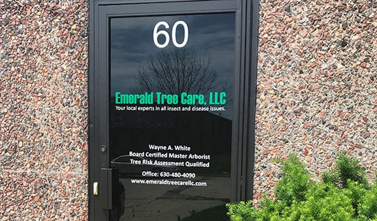 Submitted by: Emerald Tree Care, LLC, Roselle, IL Custom Vinyl Door Window Decal