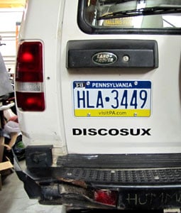 Custom lettering on a Land Rover Custom lettering on a Land Rover