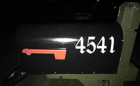 Submitted by: Bekah, Nolensville, TN - Font used: Old English Text Custom Vinyl Mailbox Numbers