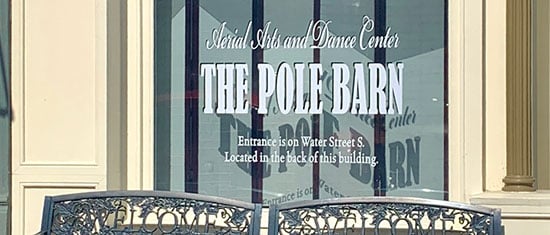 Submitted by: The Pole Barn Studio, Stillwater, MN - Font used: Bernard Custom Vinyl Window Decal