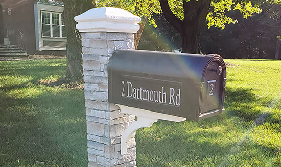 Submitted by: Bob McD, New Jersey, USA - Font used: Aldine 721 Custom Vinyl Mailbox Numbers