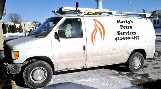 Custom lettering and graphic on a van Custom lettering and graphic on a van
