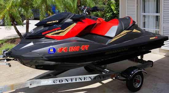 Jet Ski Registration Vinyl Decal Jet Ski Registration Vinyl Decal