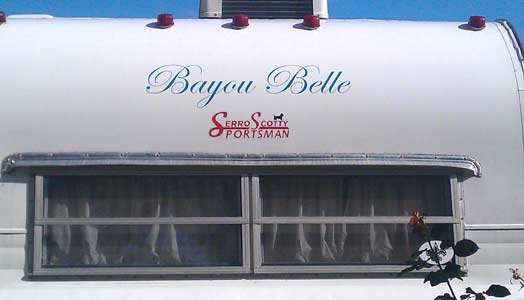 Lettering on a camper Lettering on a camper