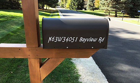 Submitted by: Anonymous, Some-City, USA - Font used: Lansbury Custom Vinyl Mailbox Lettering