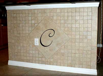 Custom initial on a kitchen island Custom initial on a kitchen island