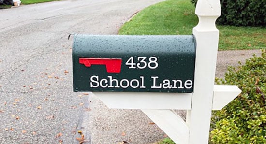 Submitted by: Jim, Wayne, PA - Font used: American Typewriter Custom Vinyl Mailbox Address