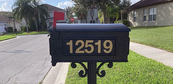 Submitted by: Mark Marteney, Orlando, FL Custom Vinyl Mailbox Numbers