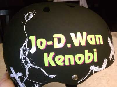 Vinyl decals on a roller derby helmet Vinyl decals on a roller derby helmet