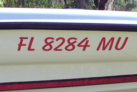 Lettering on a bass boat Lettering on a bass boat