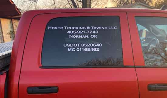 Submitted by: Hover Trucking & Towing LLC Custom Vinyl Truck Lettering