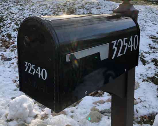 Submitted by: Julie Wagner, Michigan - Font used: Exotic Custom Mailbox Vinyl Numbers