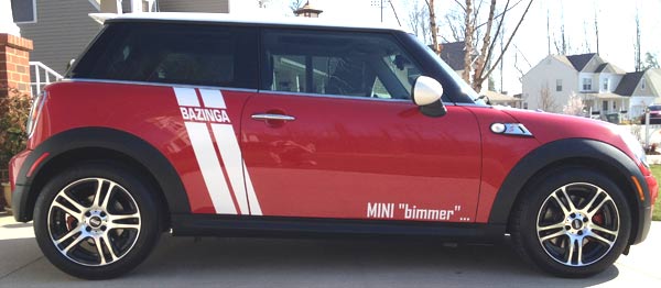 Vinyl decals on a Mini Cooper Vinyl decals on a Mini Cooper