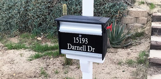 Submitted by: Jose Cardiel - Font used: Aldine 721 Custom Vinyl Mailbox Address
