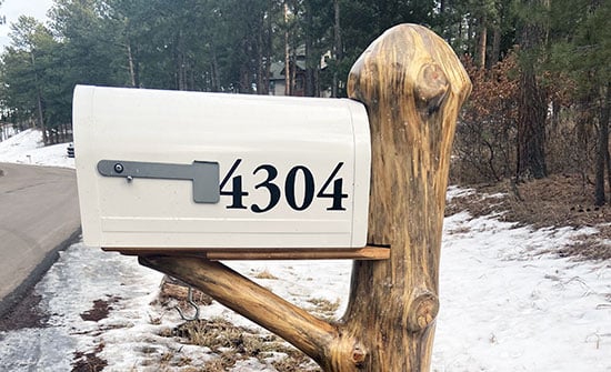 Submitted by: Al, Larkspur, CO - Font used: Garamond Heavy Custom Vinyl Mailbox Numbers