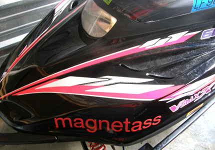 Vinyl letters on a snowmobile Vinyl letters on a snowmobile