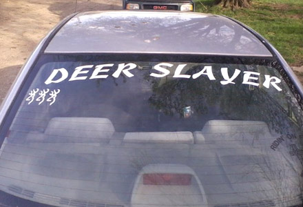 Vinyl decals on a vehicle window Vinyl decals on a vehicle window