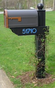 Vinyl numbers on a mailbox Vinyl numbers on a mailbox