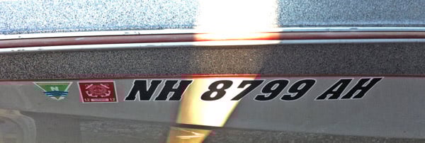Vinyl boat registration decal Vinyl boat registration decal