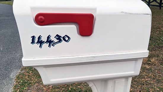 Submitted by: Anonymous, Some-City, USA - Font used: Blackadder Custom Vinyl Mailbox Number