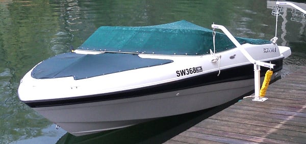 Custom vinyl lettering on a boat Custom vinyl lettering on a boat