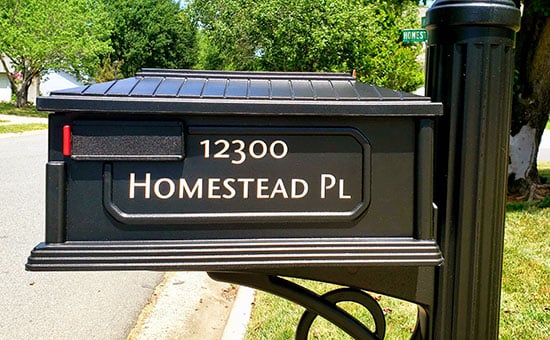 Submitted by: D. Murphy, Charlotte, NC - Font used: Stone Sans Custom Vinyl Mailbox Lettering