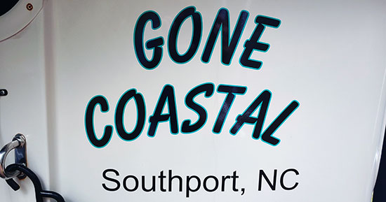 Submitted by: Steve, Southport, NC - Font used: Balloon Custom Vinyl Boat Name