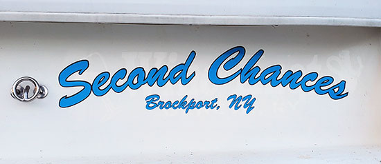 Submitted by: Randy Hoke, Rochester, NY Custom Vinyl Boat Name