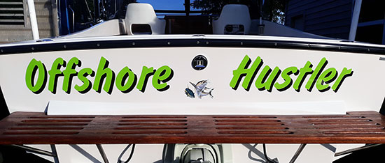 Submitted by: Anonymous, Some-City, USA - Font used: Flash Custom Vinyl Boat Name