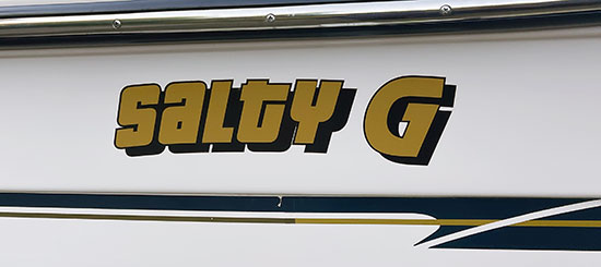 Submitted by: PaulG, Seattle Wa, USA - Font used: Pricedown Custom Vinyl Boat Name