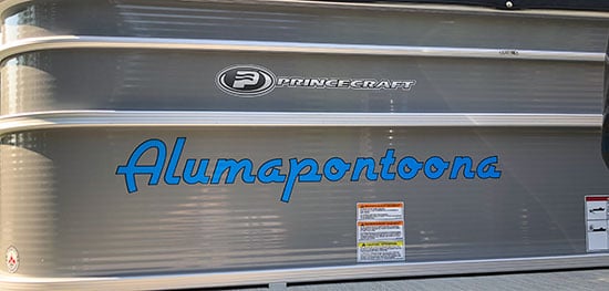 Submitted by: Diane Milo, Vermont - Font used: Airstream Custom Vinyl Boat Name