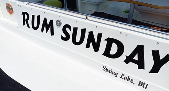 Submitted by: Richard, Spring Lake, MI, USA - Font used: Cancun Custom Vinyl Boat Name and Graphics
