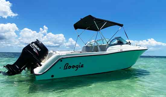 Submitted by: Leo, Hernando Beach, FL - Font used: Airstream Custom Boat Lettering
