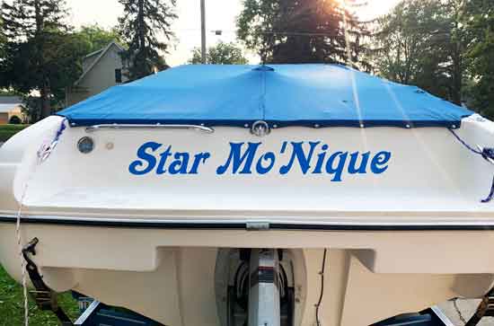 Submitted by: Sam Groff, Clear Lake, IA Custom Vinyl Boat Lettering